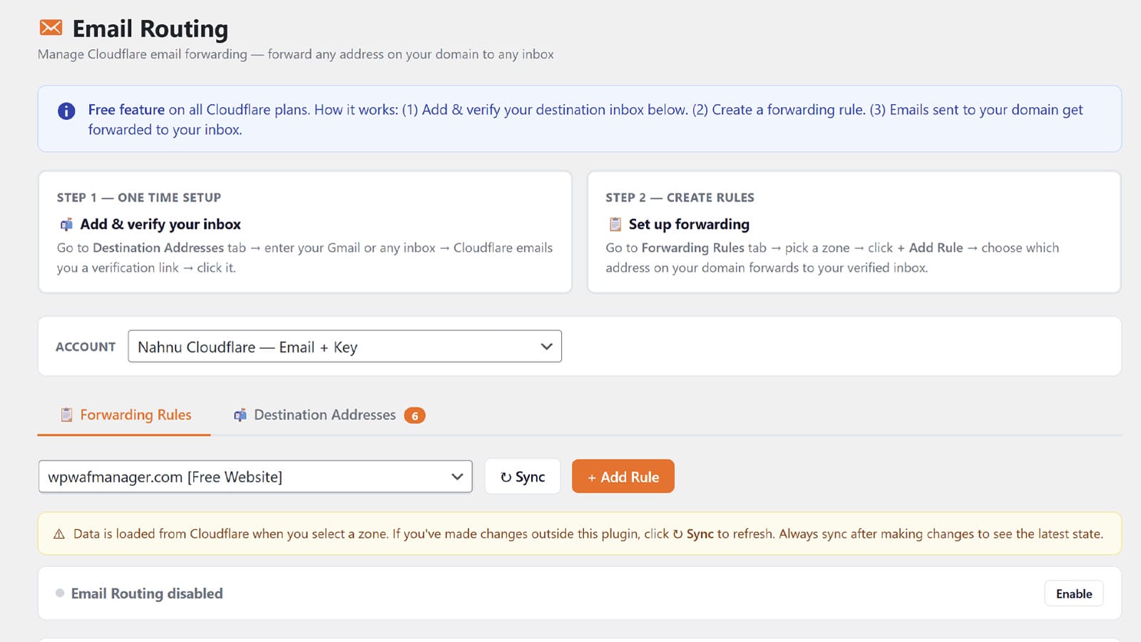 Email Routing screenshot